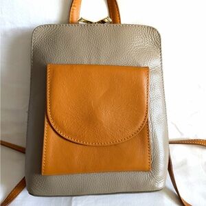 Chic Tan and Cream Leather Backpack